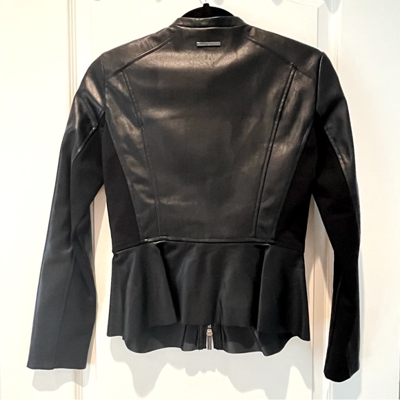 Armani Exchange Black Faux Leather Peplum Jacket Size XS - Picture 8 of 15